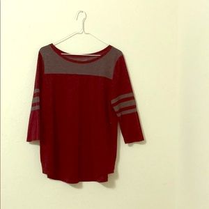 Burgundy 3/4 Sleeve Tee